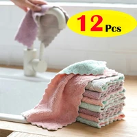 12pcs super absorbent microfiber kitchen dish cloth wet and dry household cleaning towel kitchen tools kitchen accessories