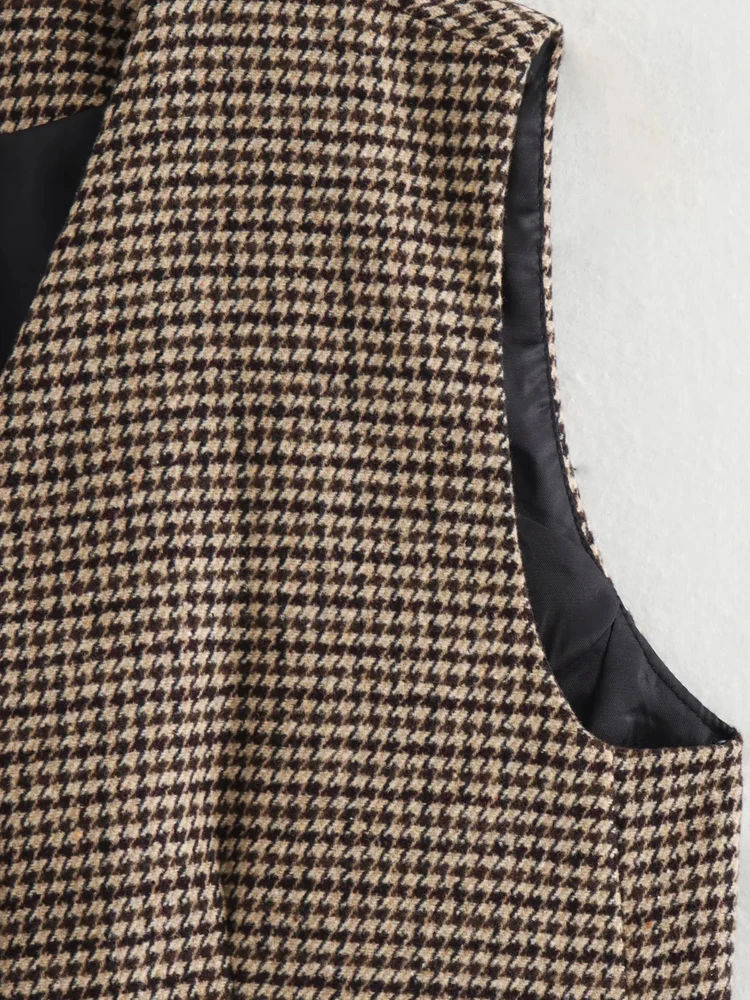 Женский клетчатый укороченный жилет KAOPU ZA винтажный Топ без рукавов с V-образным