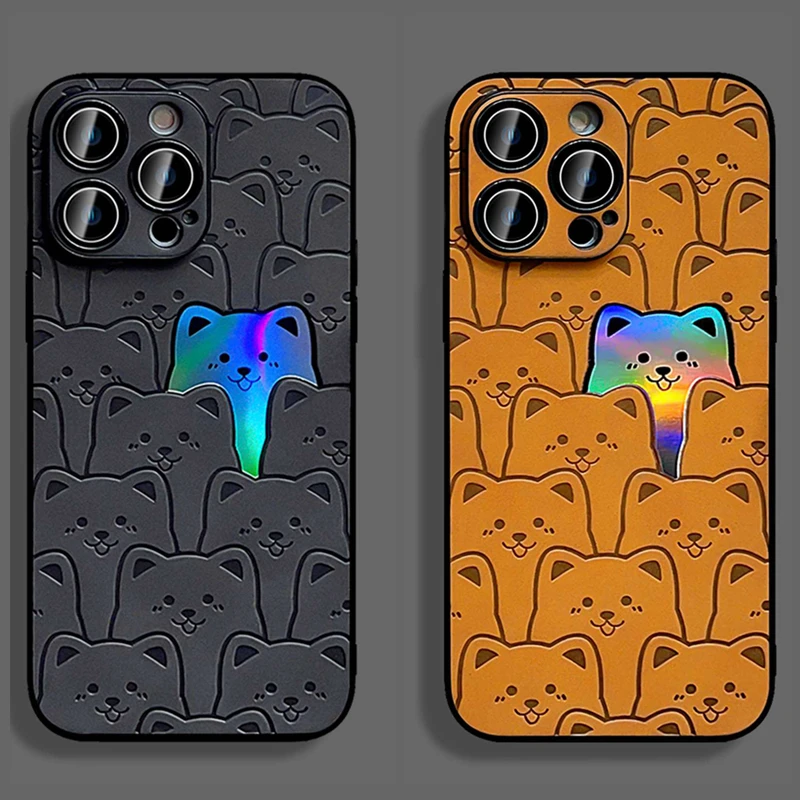 

Роскошный мультяшный чехол для телефона с лазерным медведем для iPhone 11 12 13 14 Pro MAX XR X XS 7 8 Plus, противоударный мягкий чехол из искусственной кожи