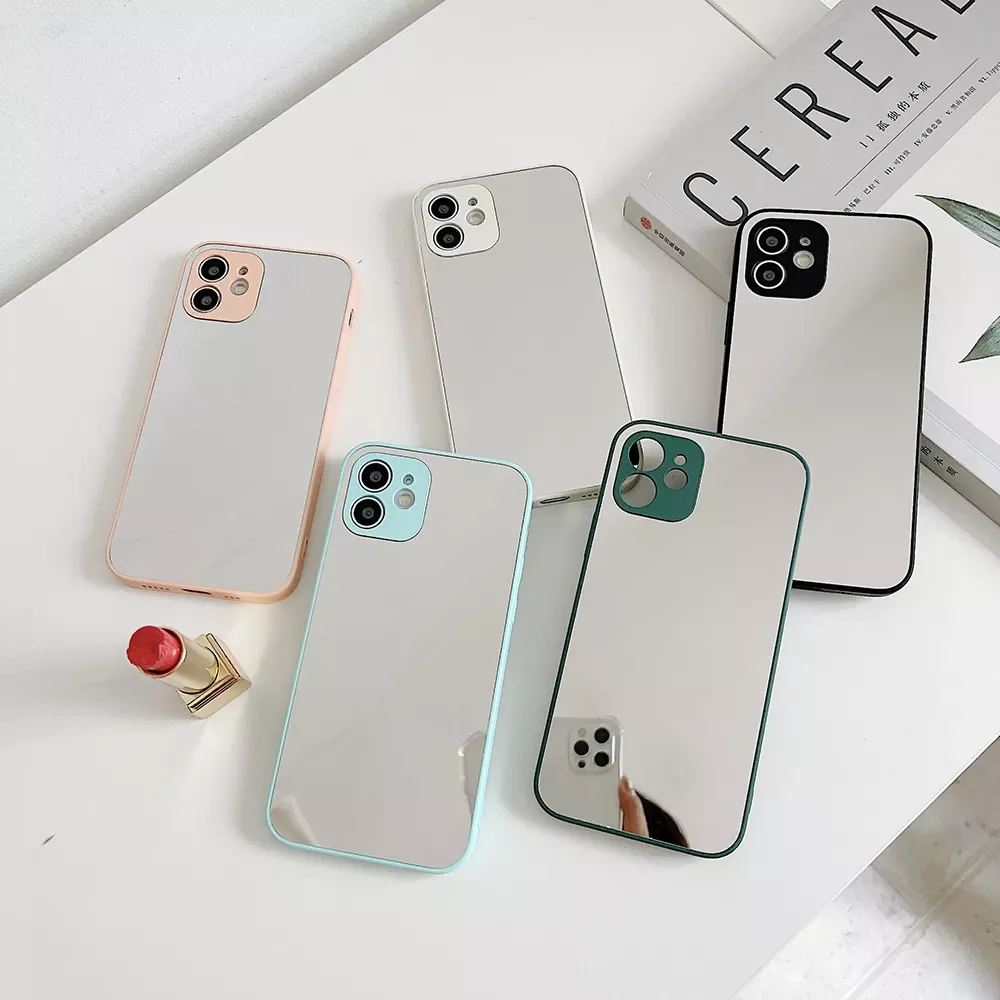 

Makeup Mirror Case For Iphone 11 12 Mini Pro MAX X XR XS MAX 7 8 Plus SE 2020 Soft TPU Bumper Shockproof Cover Phone Case