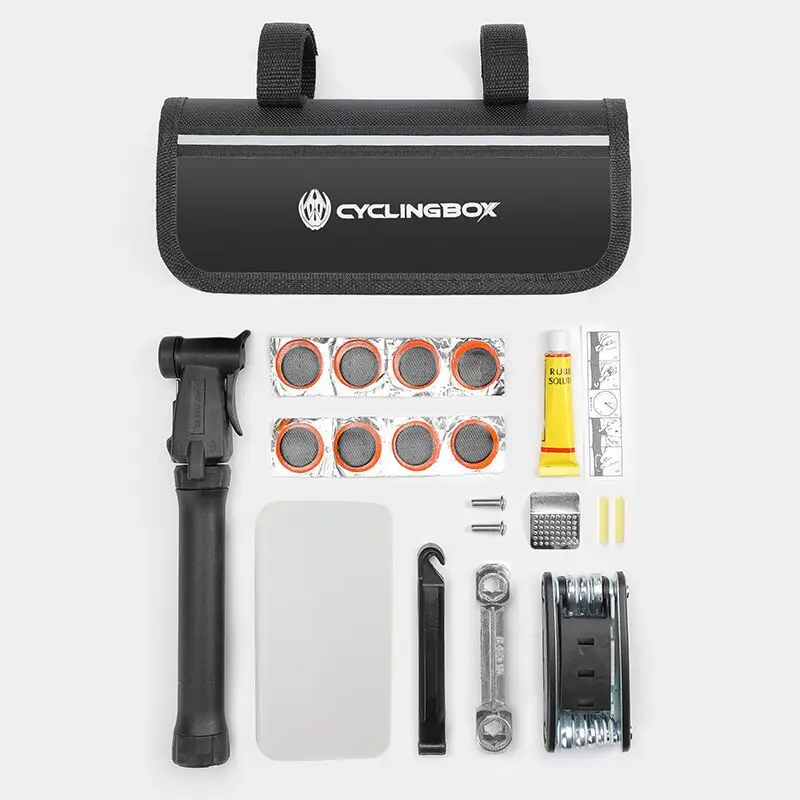 

Bike Repair Bag Bicycle Tire Pump Multi Tool Set Bike Tire Repair Kit Multifunctional Bicycle Repair Tool Kit Portable Bike Bag