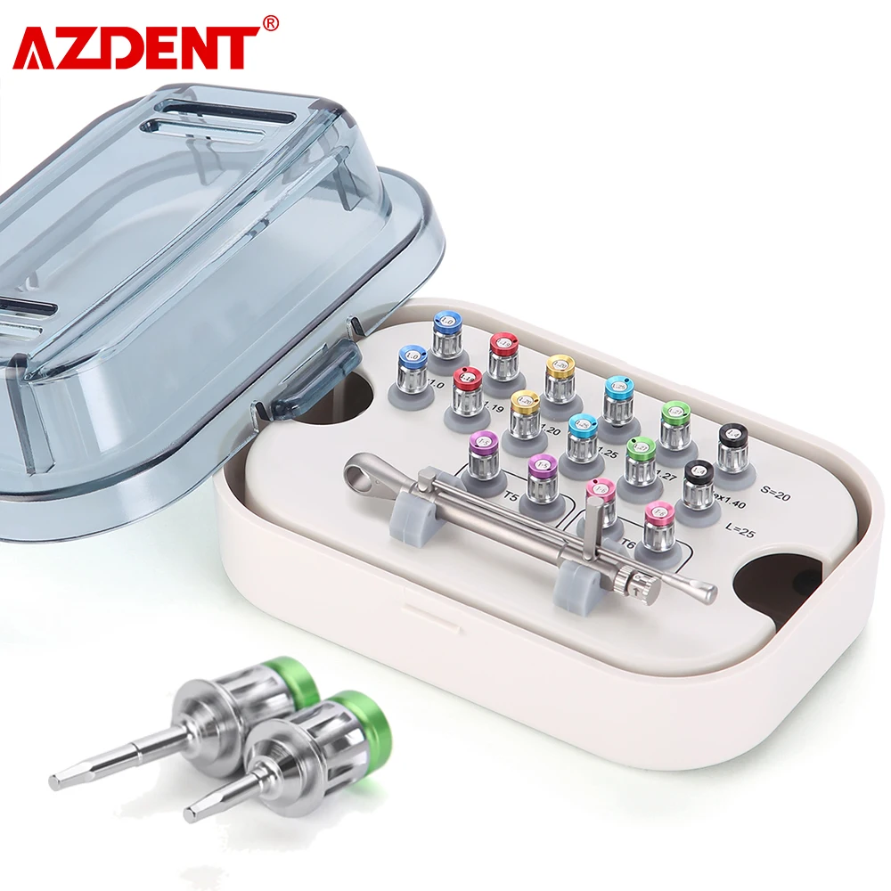 

AZDENT Dental Implant Torque Screw Driver Wrench Kit 15-70Ncm Implant Restoration Tool 16pcs Screwdrivers With Wrench Set