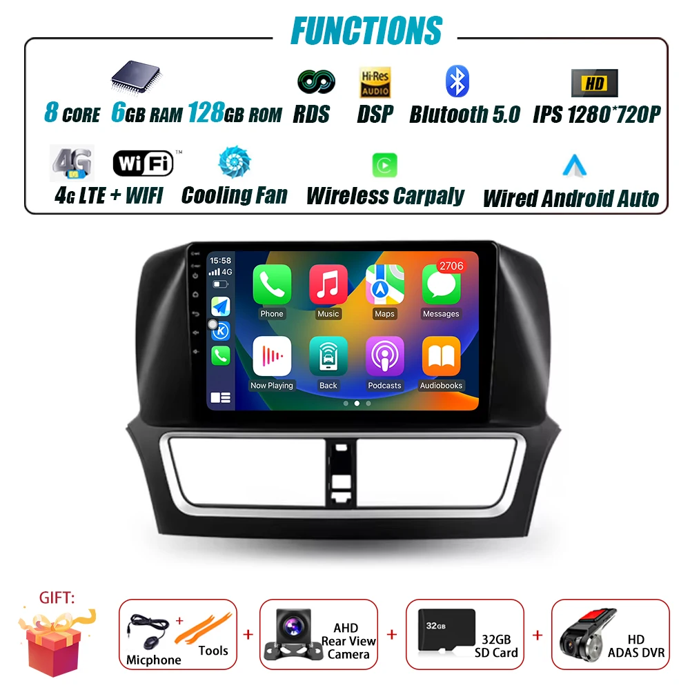 

Android 15, для FAW Besturn X80 2018-2022, автомобильный радиоприемник, интеллектуальный мультимедийный плеер, навигация, GPS, авто беспроводной Carplay, WIFI 4G