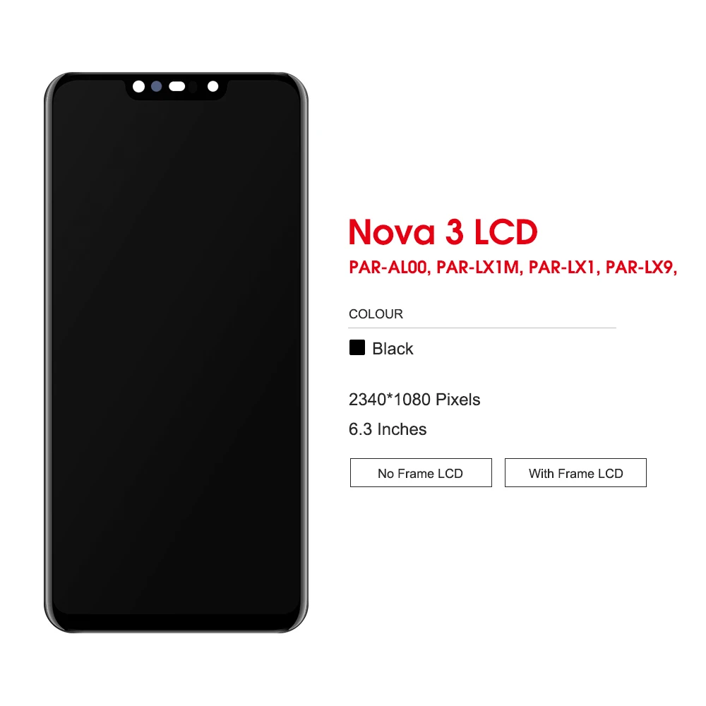 6 3-дюймовый ЖК-дисплей для Huawei Nova 3 сенсорный экран с рамкой PAR-LX1 PAR-LX9