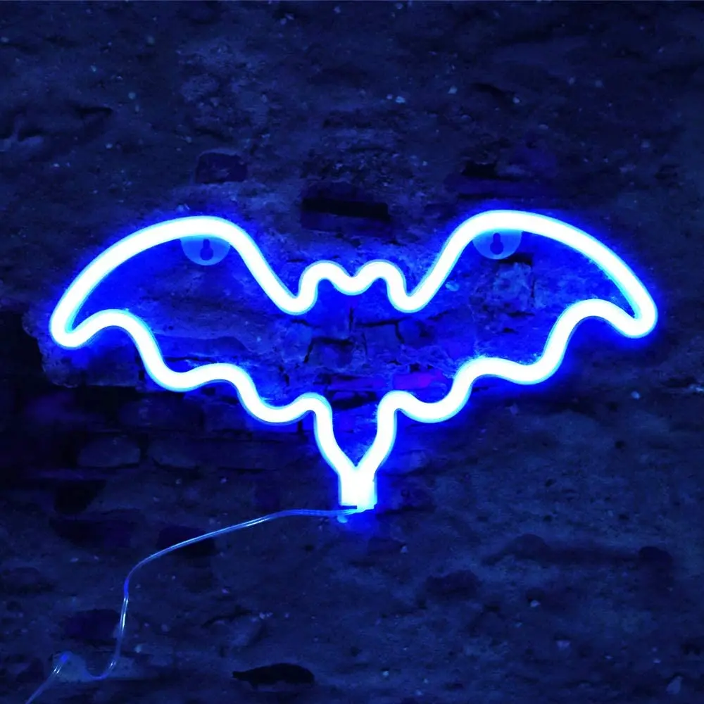 Bat Personality Design Neon Signboard Christmas Night Light LED Neon Bat Shaped Lamp Wall Light Festive Party Teenage Bedroom De