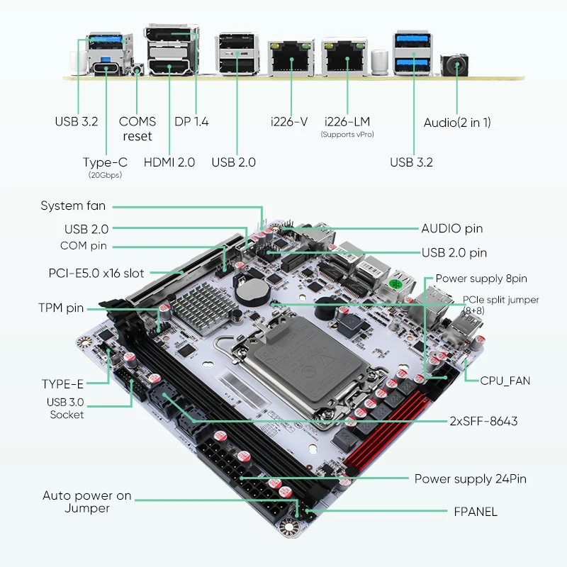 Лидер продаж материнская плата процессора LGA1700 12/13/14 поколения Q670 Intel vPro с 8