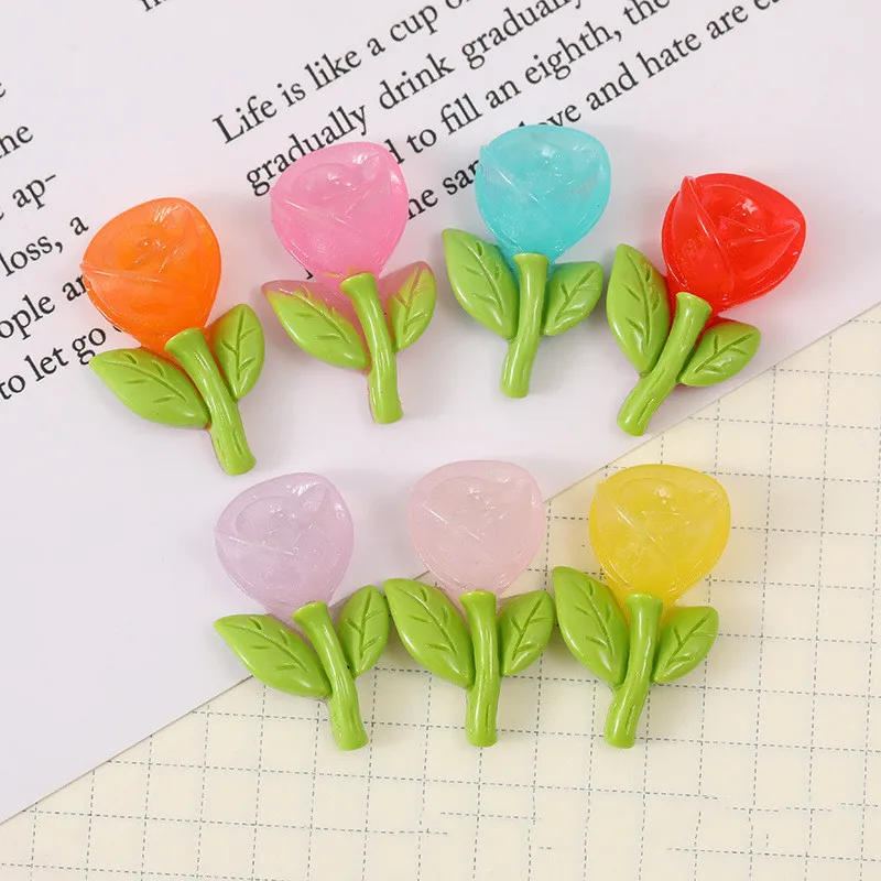 

10Pcs Transparent Roses Resin Flatback Cabochons 27mm Beautiful Rose Flower Resins Embellishments DIY Jewelry Making Flowers