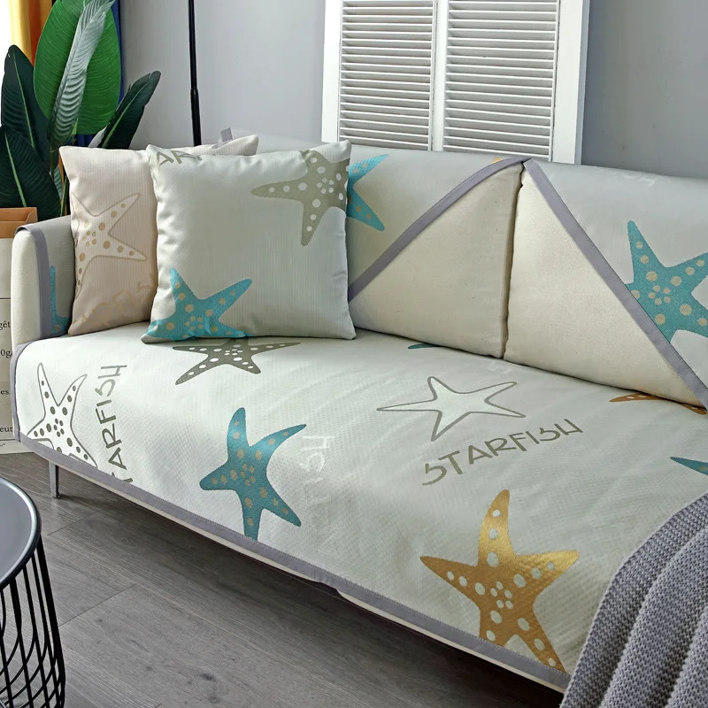 

Sofa Cushion Summer Mat Ice Silk Rattan Mat Summer Cushion Living Room European Fabric Non-Slip Sofa Cover Towel Seat Covers