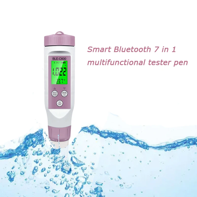 

Digital smart bluetooth 7 in 1 Temp ORP EC TDS Salinity S.G PH Meter Water Quality Tester for Drinking Laboratory Aquarium