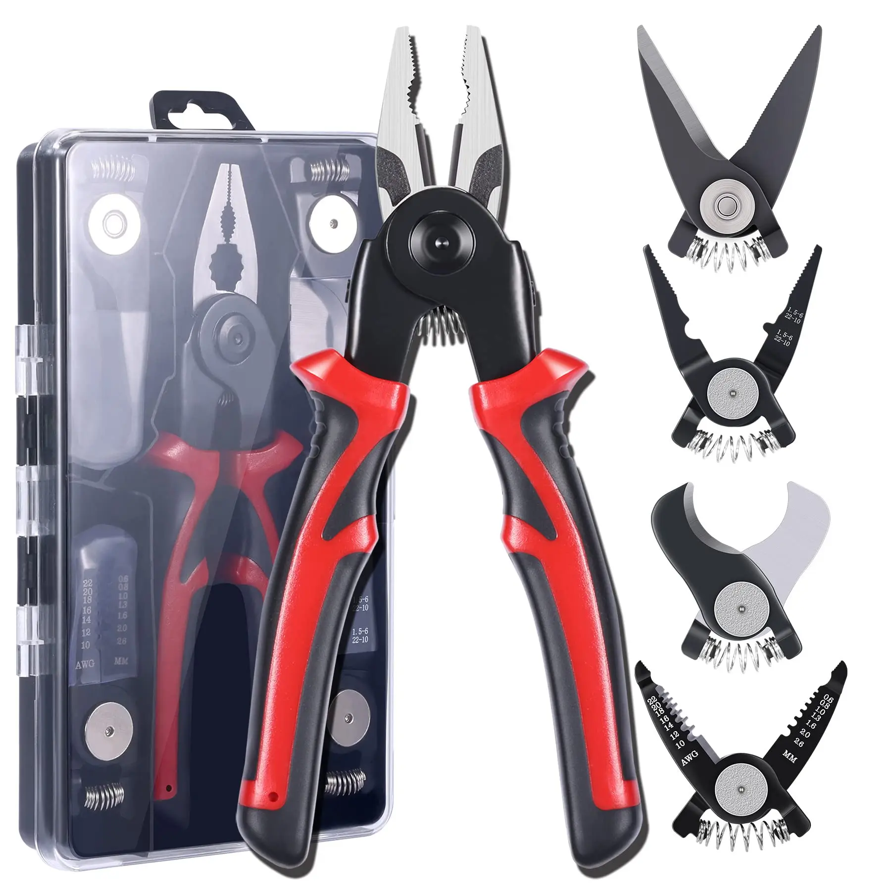 

Multifunctional 5 in 1 Pliers Steel Wire Pliers Wire Stripping Pliers Interchangeable Head Special For Electricians Hand Tool
