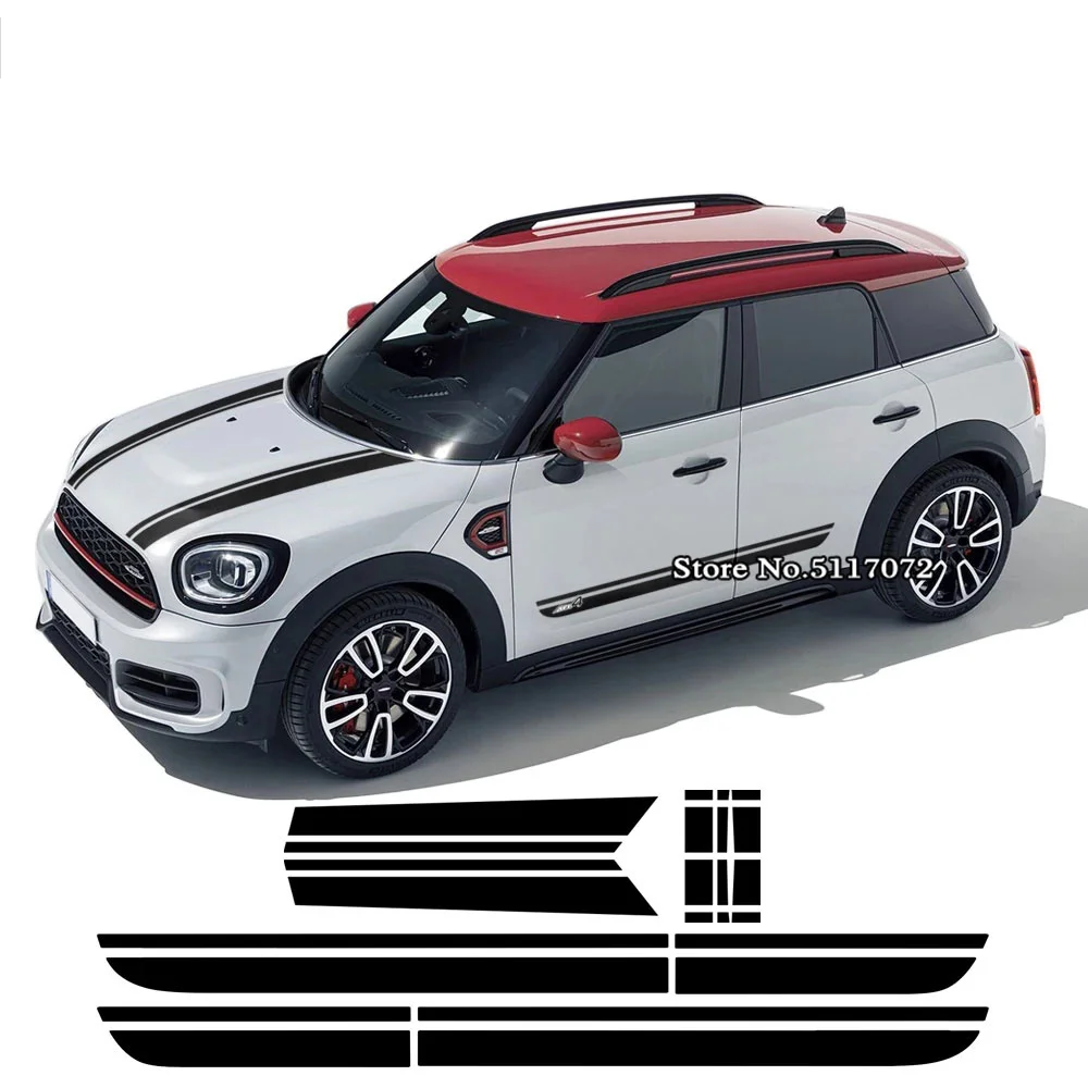 

Car Hood Decal Bonnet Band Rear Trunk Body Kit Side Stripes Skirt Sticker for MINI Countryman F60 All4 Cooper JCW Accessories