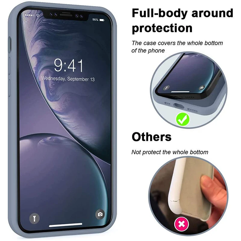 Luxury Original Silicone Phone Case For iPhone 14 13 12 11 Pro Max SE 2022 Official Case For Apple iPhone X XR XS 7 8 Plus Cover