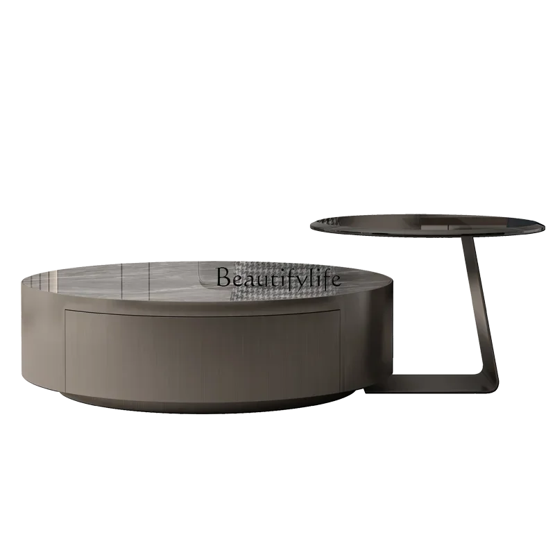 Итальянский светлый роскошный стол из нержавеющей стали с выдвижным ящиком