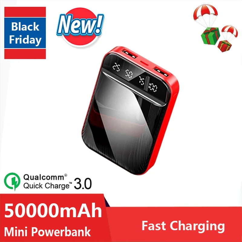 

50000 MAh Mini Power Bank Portable Dual USB Fast Charging Digital Display External Battery Mobile Phone Charger for Xiaomi IPhon