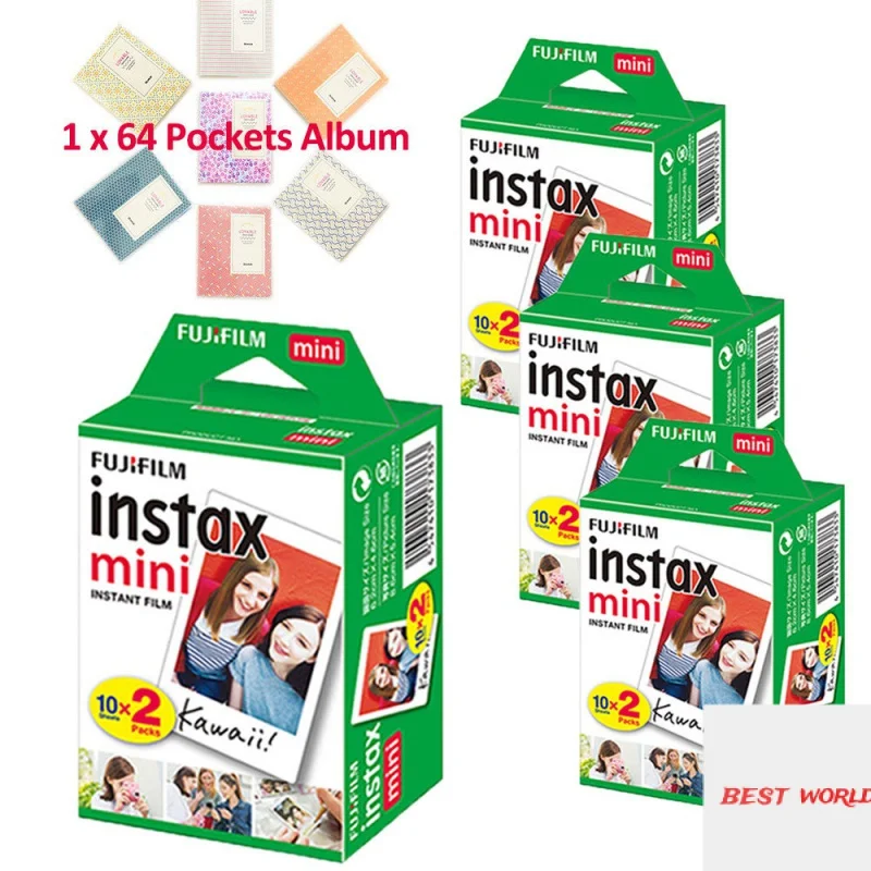 

Fujifilm Instax White Film 80 Sheets Films For Fujifilm Instant Mini 8 7s 25 50s 90 Camera White Edge Photo Film Paper + Album