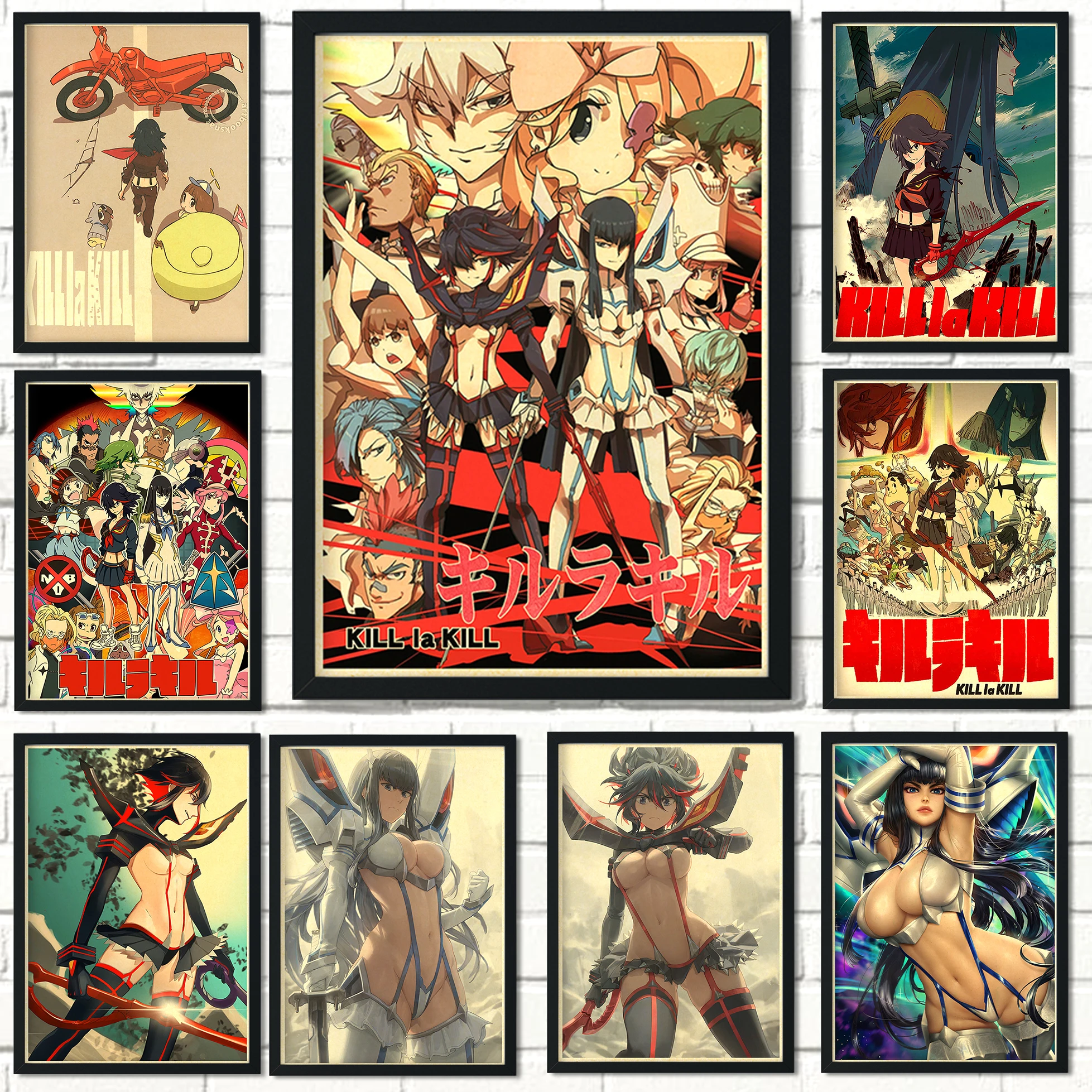 

Kill La Kills Posters Vintage Anime Poster Matoi Ryuuko Girl Animation Canvas Painting Wall Art Decoration Kawaii Room Decor