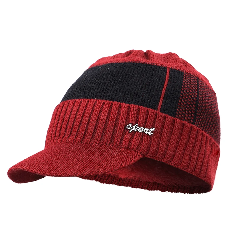 2021 Winter New Cotton cap visor knit beanie Thicken Hedging Cap winter man caps outdoor skullies MEN LETTER GRAPHIC KNIT HAT images - 6