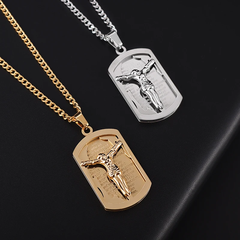 

Christmas Gift American Declaration of Independence Men's Stainless Steel Good Friday Lord's Prayer Pendant Necklace Amulet