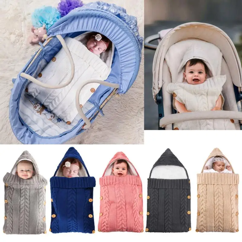 

Newborn Warm Sleeping Bag Baby Boy Girl Knit Crochet Swaddle Wrap Swaddling Blanket Kids Bedding Winter Dropshipping