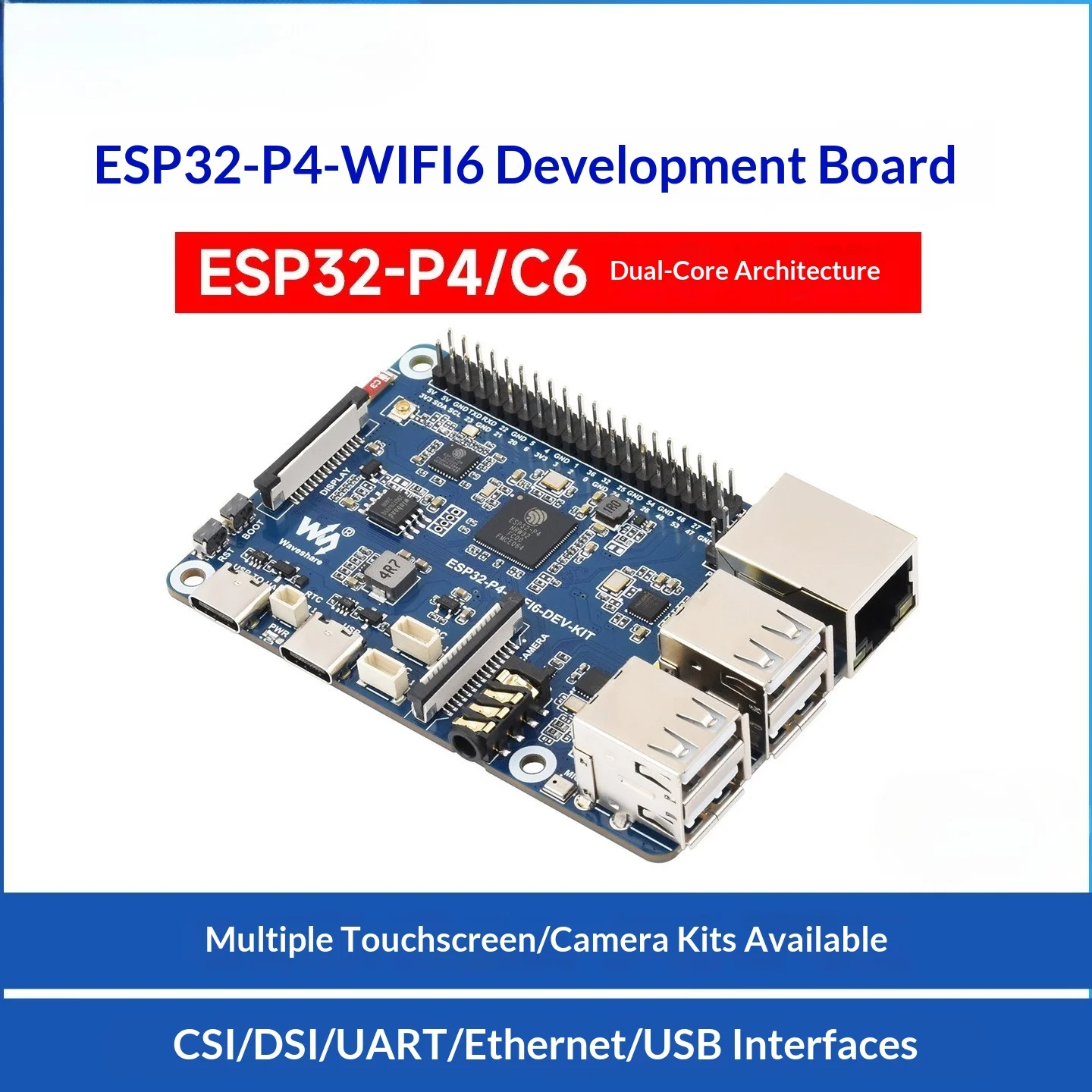 Фото Плата разработки Esp32-p4 с поддержкой Wi-Fi 6/Bluetooth 5/BLE 5, совместимая с основными моделями больших ИИ-моделей №1