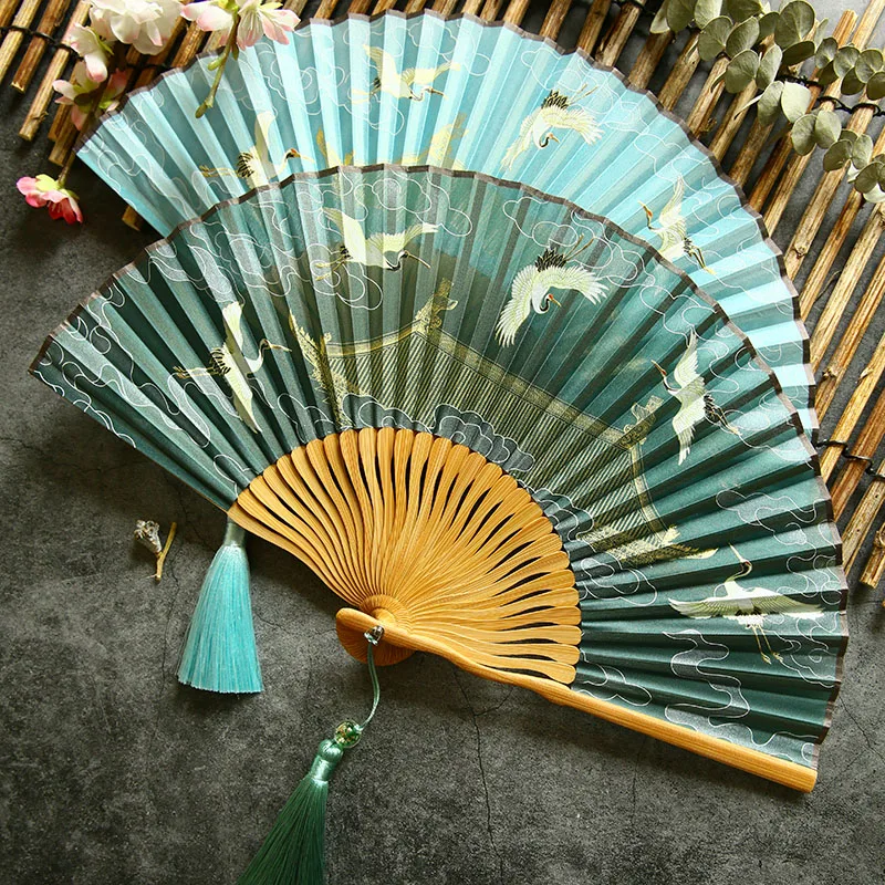 

Wedding Elegant Modern Woman Handmade Bamboo Folding Summer Vintage Chinese Folding Fan Japanese Dancing Decor Gift BA60SZ