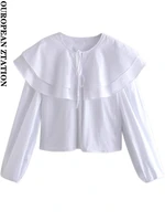 pailete women 2022 fashion with tie poplin ruffles shirts vintage long sleeve button up female blouses blusas chic tops