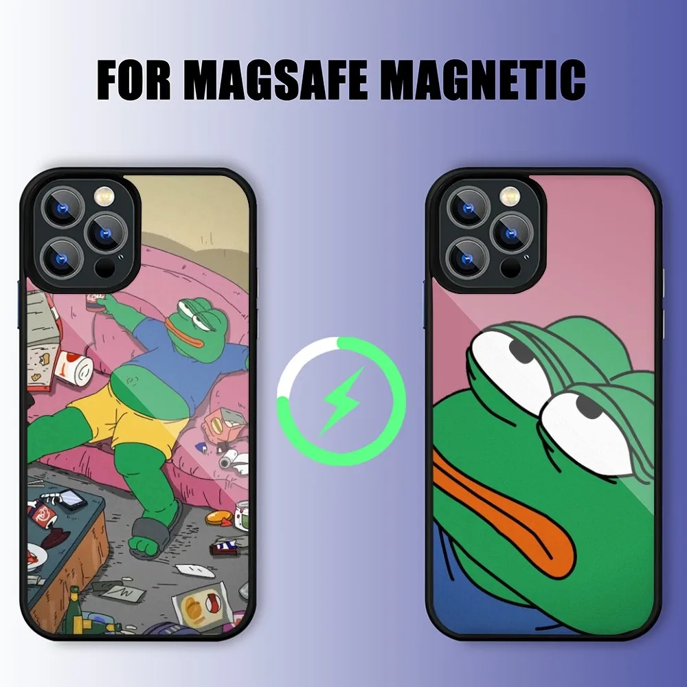 Забавный чехол для телефона P-Pepe the Frog iPhone 15 14 13 11 12 Pro Max Plus Magsafe