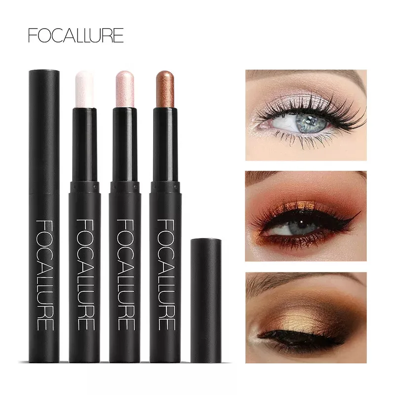 

FOCALLURE 3 Pcs/Set Eyeshadow Sticker Cosmetics Shadows Pencil Eyeliner Highlighter Shimmer Pigment Professional Female Makeup