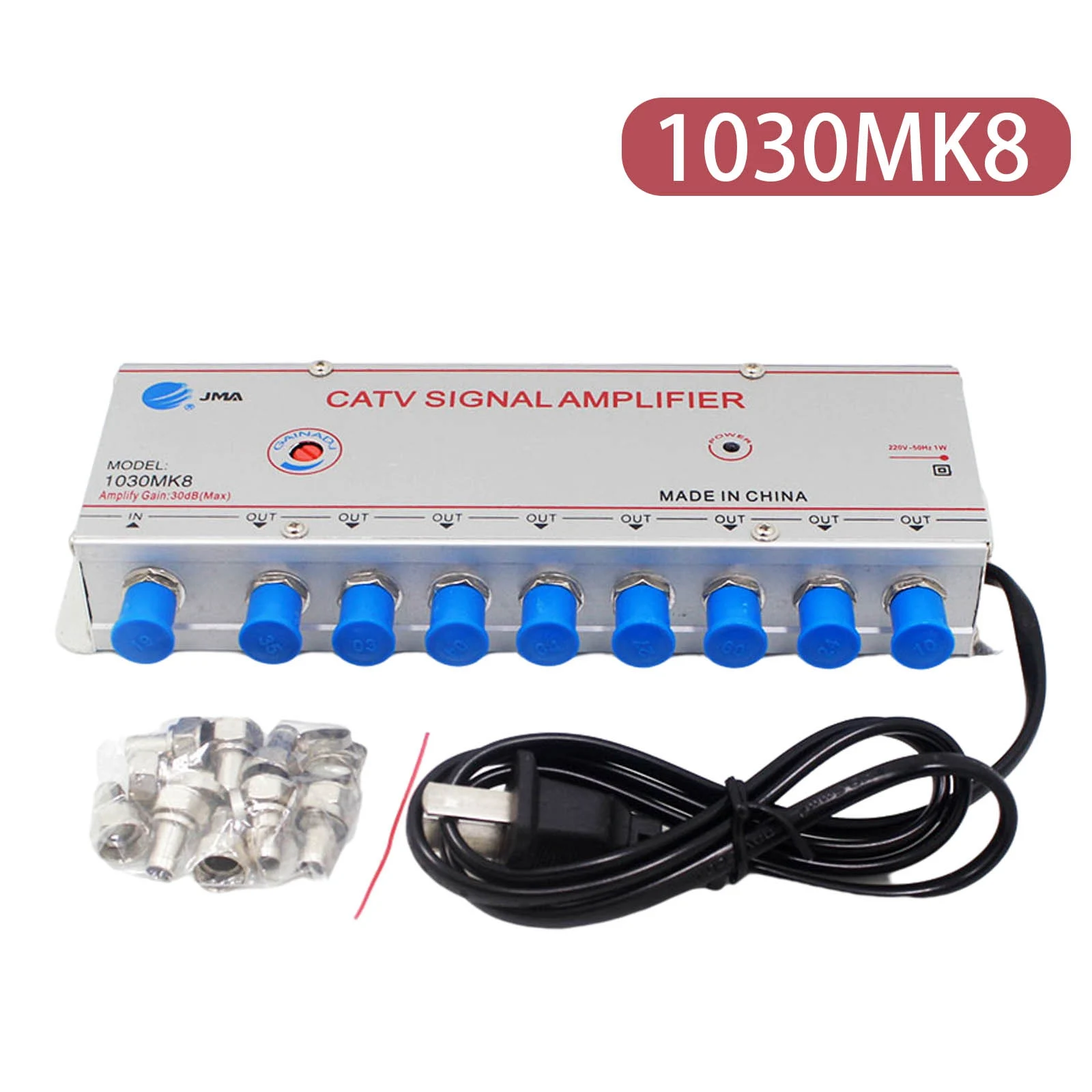 

JMA 1030MK8 Cable Усилитель ТВ-сигнала CATV усилитель сигнала 1 IN 8 OUT 30DB 220V