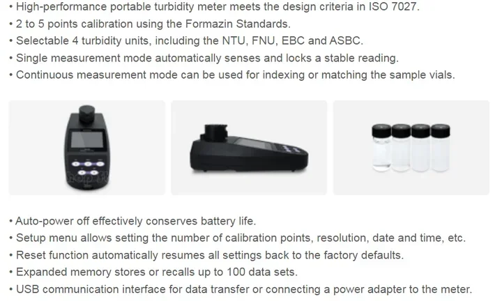 Портативный измеритель мутности TB100 тестер-анализатор с USB-выходом 4 единицы NTU FNU
