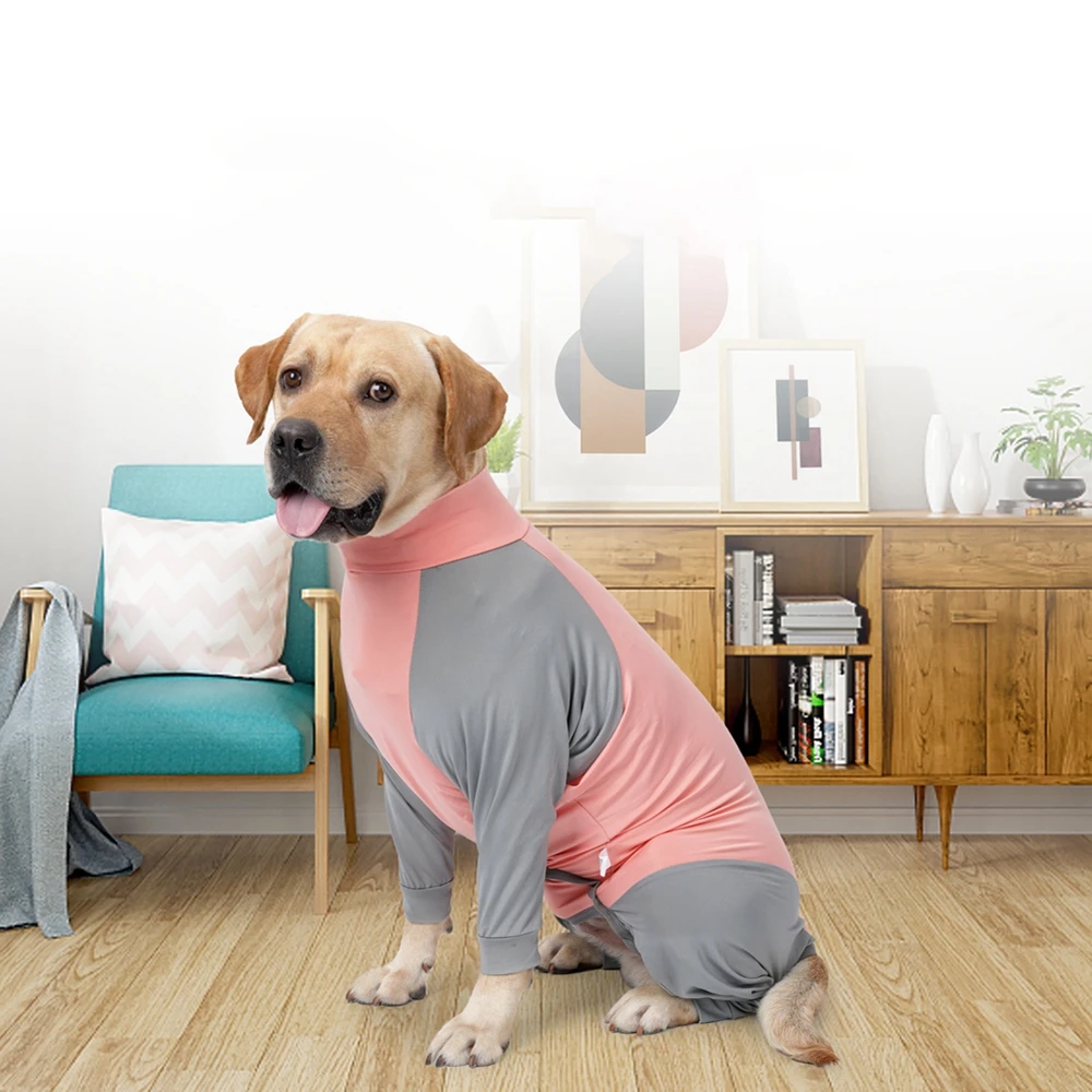 Pet Home Wear Pajamas Dog Jumpsuit Operative Protection Long Sleeves Bodysuit Soft 4 Legged Clothes for Medium Large Dogs