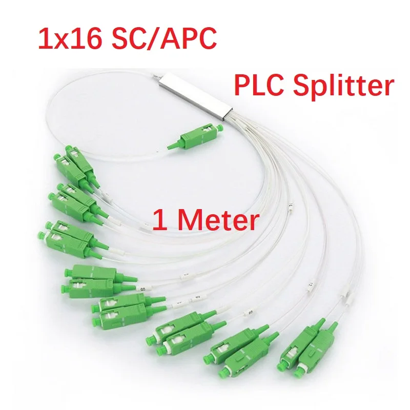 5pcs 1*2 1*4 1*8 1*16 1*32 Splitter SC/APC Connector SM G657A1 0.9mm Steel Tube FTTH Fiber Optic PLC Splitter 1 Meter