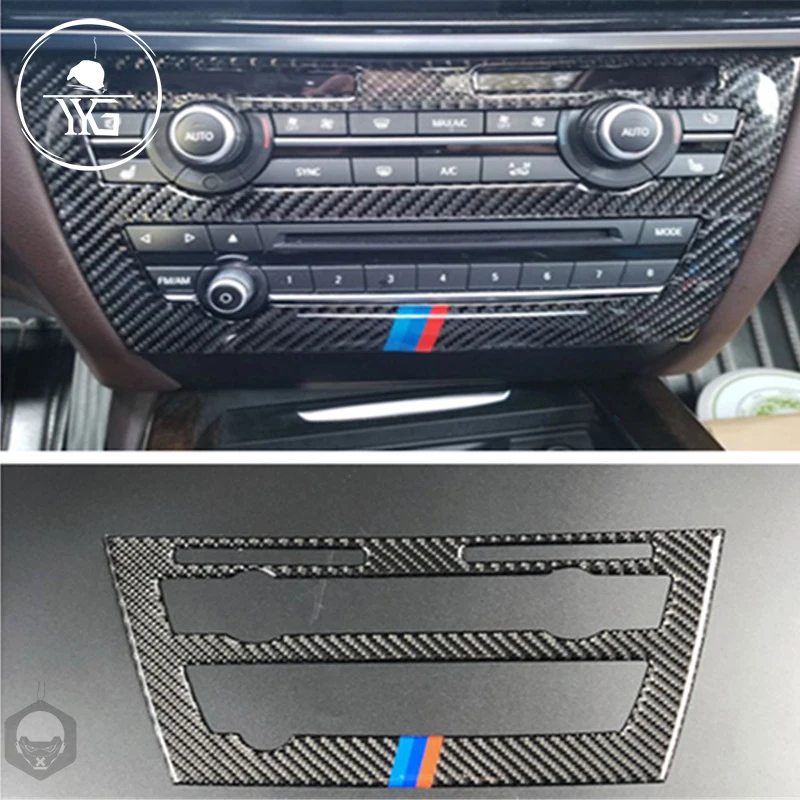 

FOR BMW X5 F15 X6 F16 2014-2017 Car-stylingCarbon Fiber Car AC CD Control Panel Stickers CD Console Frame Decorations