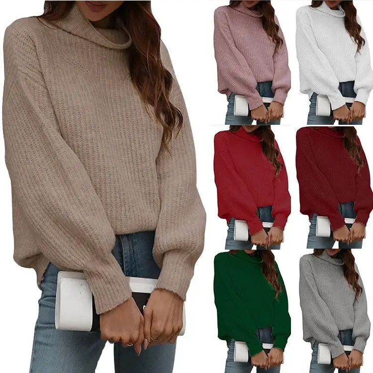 

Autumn and Winter 2022 New Solid Knitwear Women's High Collar Women's Wear New High Collar Sweater Women