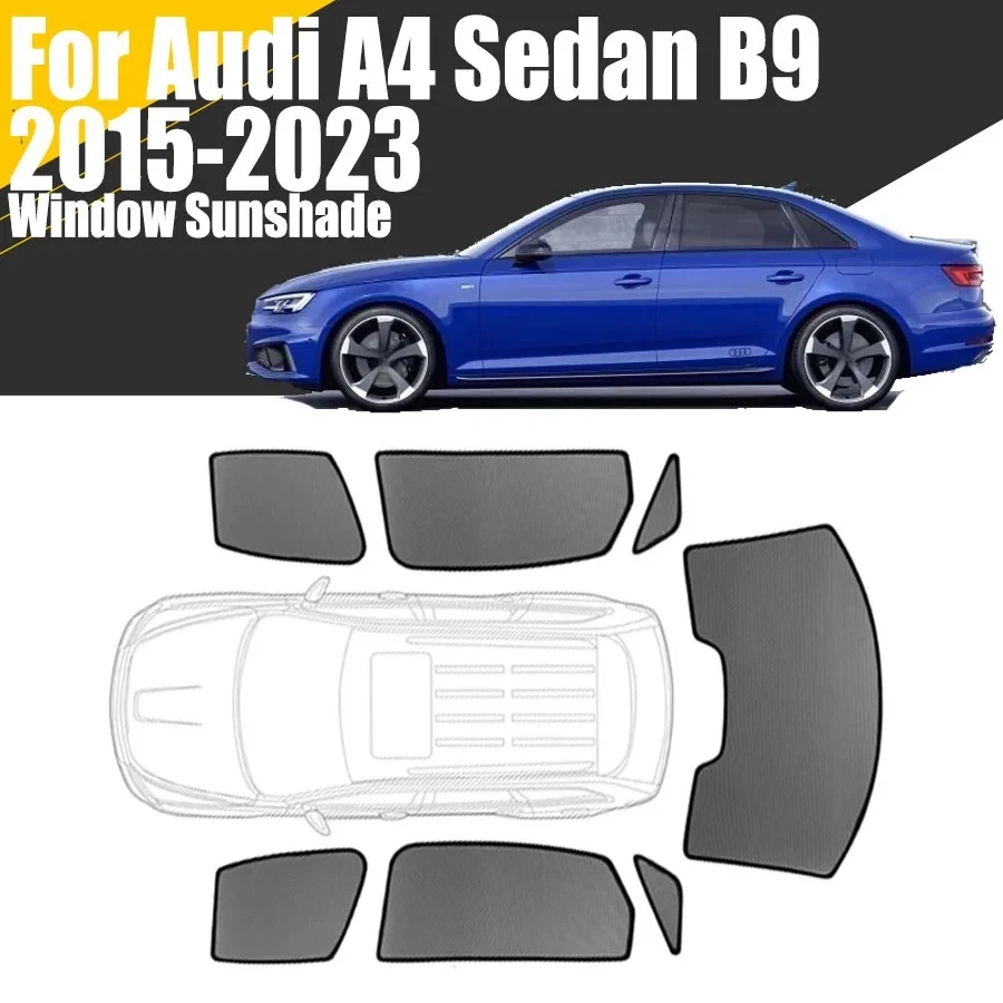 Фото Магнитная солнцезащитная шторка на окно автомобиля для Audi A4 Sedan B9 2015-2023, сетчатая шторка на переднее стекло №1