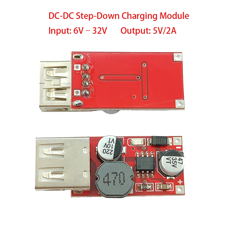 Фото Комплект из 1/2/5 штук: Модуль автомобильного USB-зарядного устройства DC6-24V (12V/24V в 5V 3A), понижающий преобразователь напряжения DC 12V в 5V, модуль блока питания №3