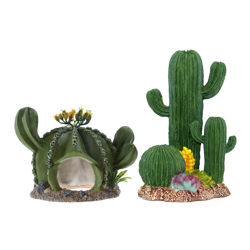 

Cactus Resin Plants Aquarium Ornaments Fish for Tank Desert Hideout Reptile Decoration Terrarium Habitat Decor for Snake