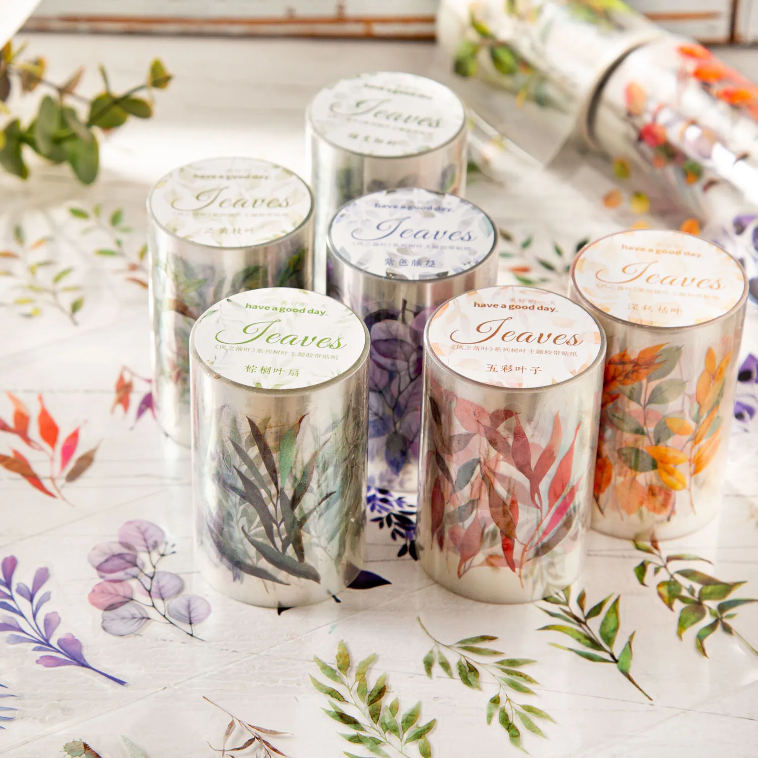 

1pcs/1lot Scrapbooking Stickers Decorative Adhesive Tapes Windy Leaves Masking Tapes DIY Paper Japanese Stickers