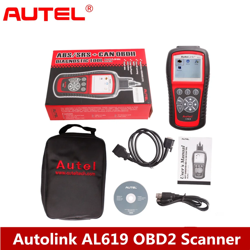 Autel Autolink AL619 полный OBD2 сканер считыватель кодов ABS SRS Инструмент для диагностики автомобиля OBD2 выключение двигателя