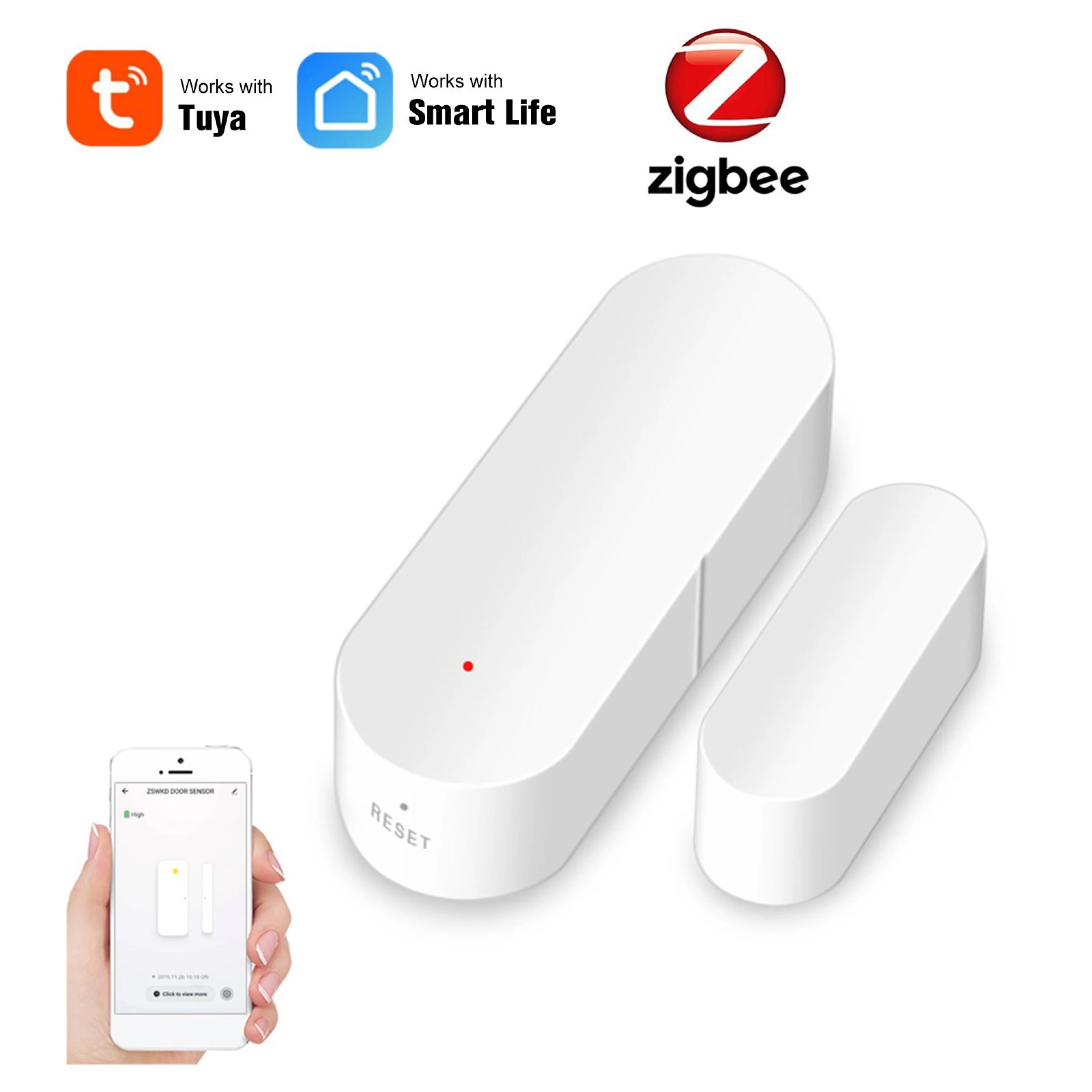 

Датчик двери Tuya Wi-Fi/Zigbee для окон, детекторы открытия/закрытия дверей, уведомления приложения Tuya/Smartlife, работает с Alexa/Google Home