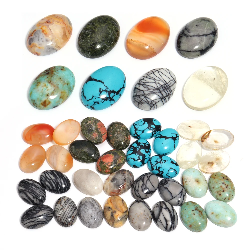 Овальные бусины из натурального камня кабошон 18x5 мм 2 шт