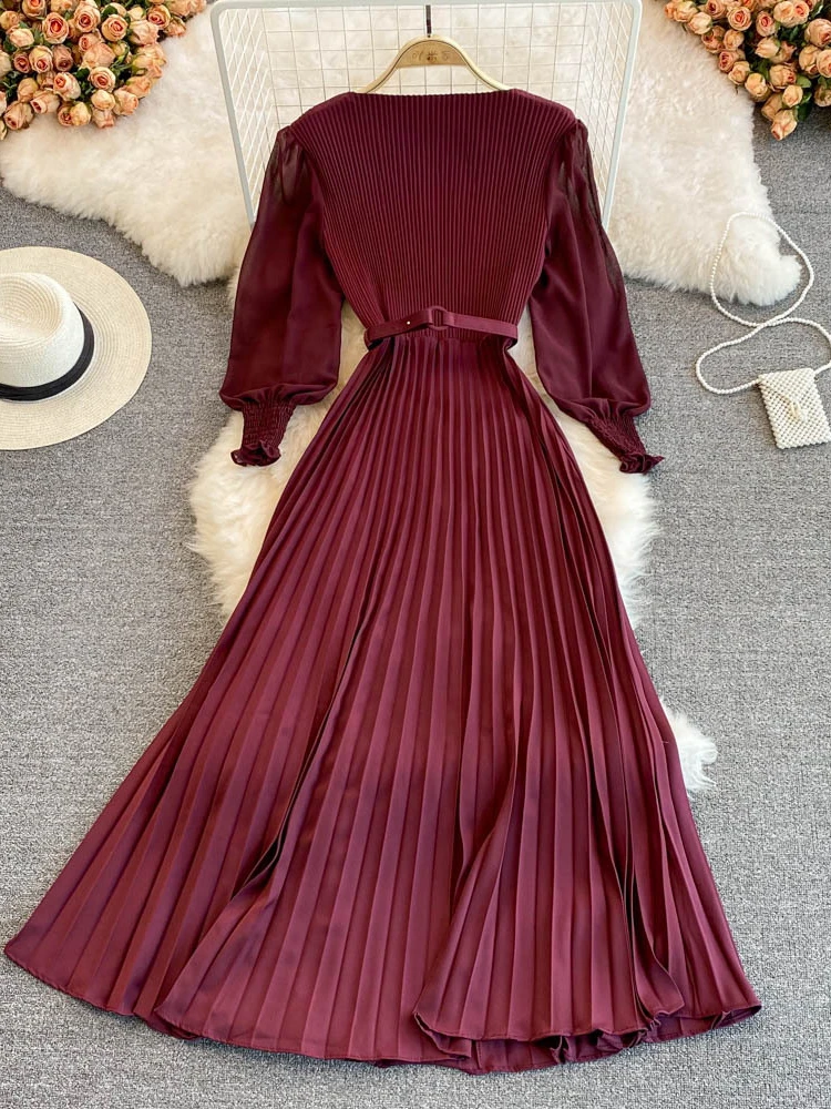 Женское Плиссированное вечернее платье весенне-осеннее лоскутное кружевное