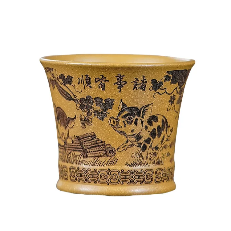 160 мл Исин Фиолетовая Глина Процветающая Свинья Чайная Чашка Винтажная Чайная Чаша Кувшин Для Воды Чайная Дегустация Чашка Для Медитации Цзяньхан Мастер Чашки Кафе