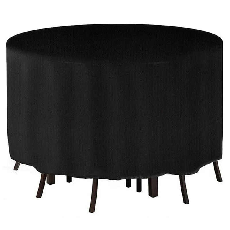 

Round Table Cover 210D Oxford Cloth Furniture Round Table Waterproof And Dustproof Cover For Outdoor Courtyard