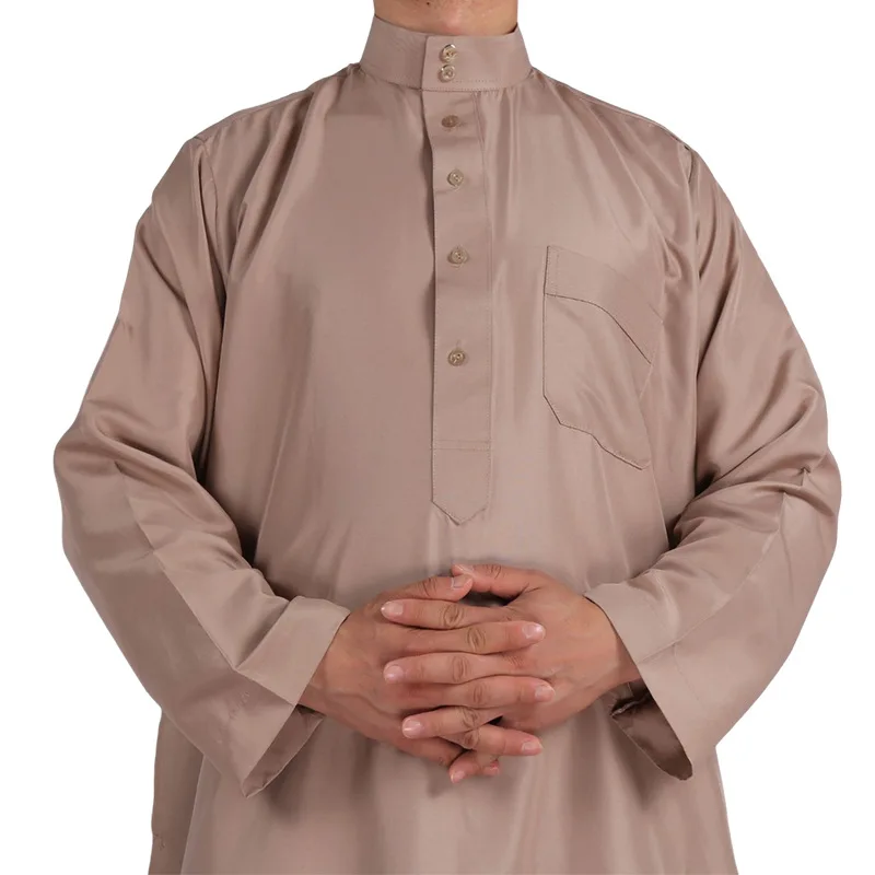 New Arab Robe Muslim Men Jubba Thobe Traditional Middle East Kaftans Saudi Turkey Islam Classic Casual Plain Ramadan Robe