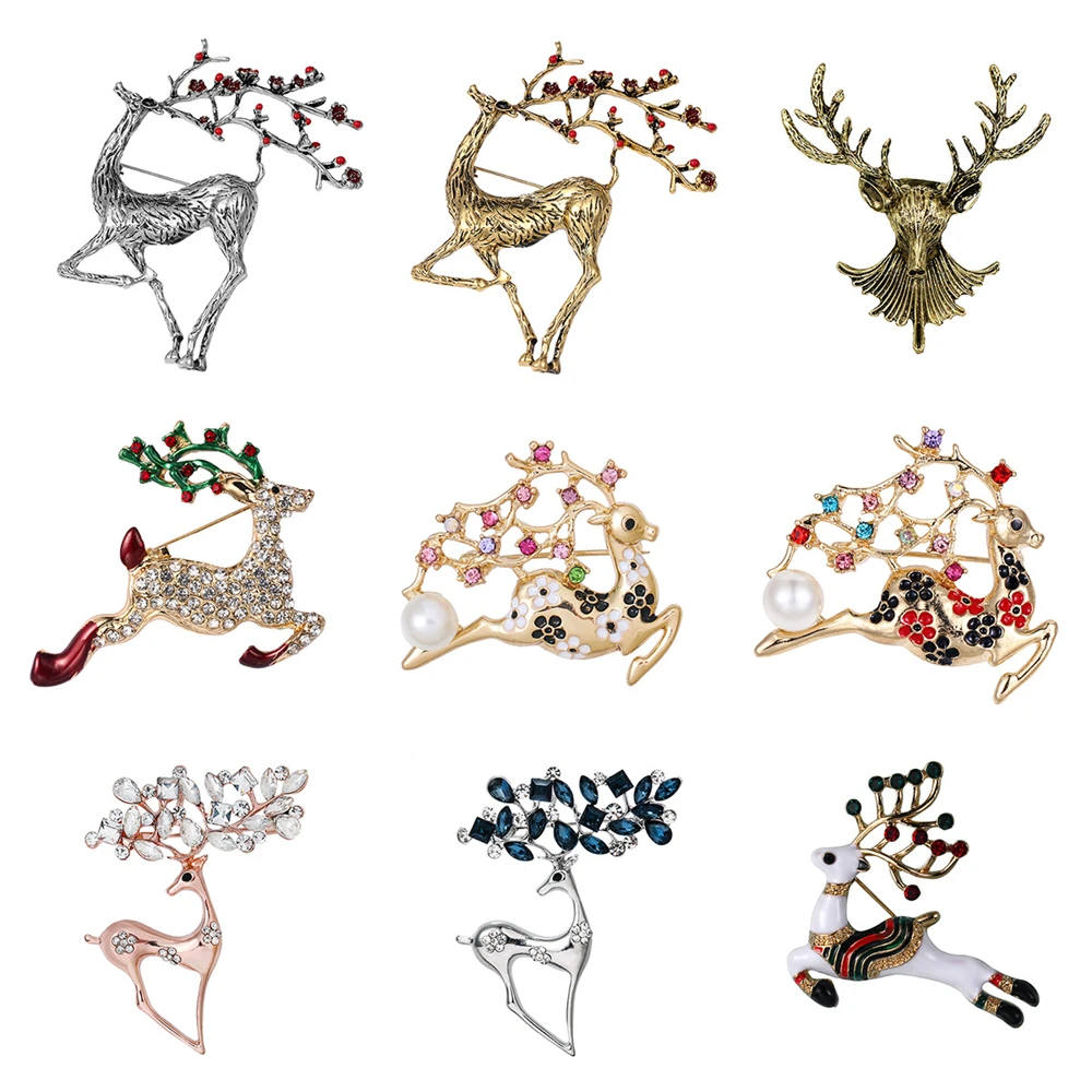 

Classic Retro Metal Elk Brooch Pin Christmas Deer Brooches for Women Ladies Animal Lapel Pins Men Corsage Suit Coat Jewelry Gift