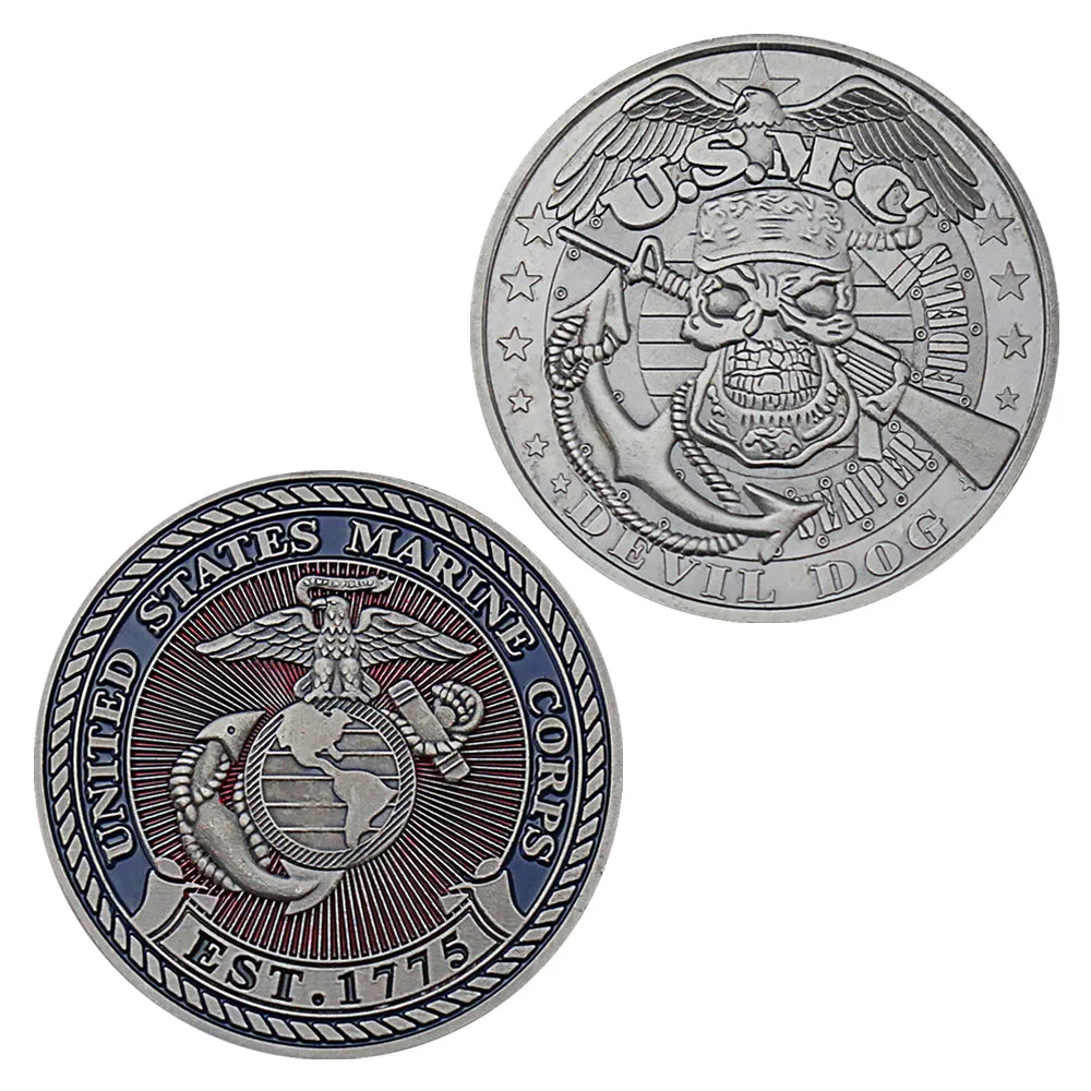 

Сувенирная монета морской пехоты США, монета с черепом, снайперская Посеребренная сувенирная монета