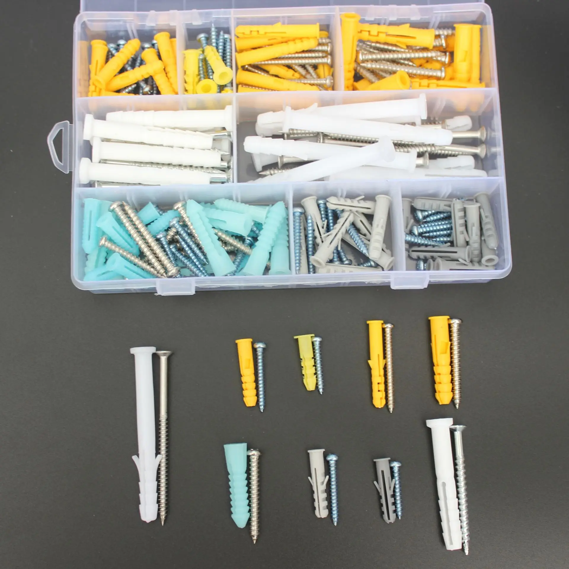 

200pcs/set Plastic Expansion Drywall Anchor Set with Self Tapping Screw M3.5 M4.2 M5 M6 Stainless Steel Expansion Tube