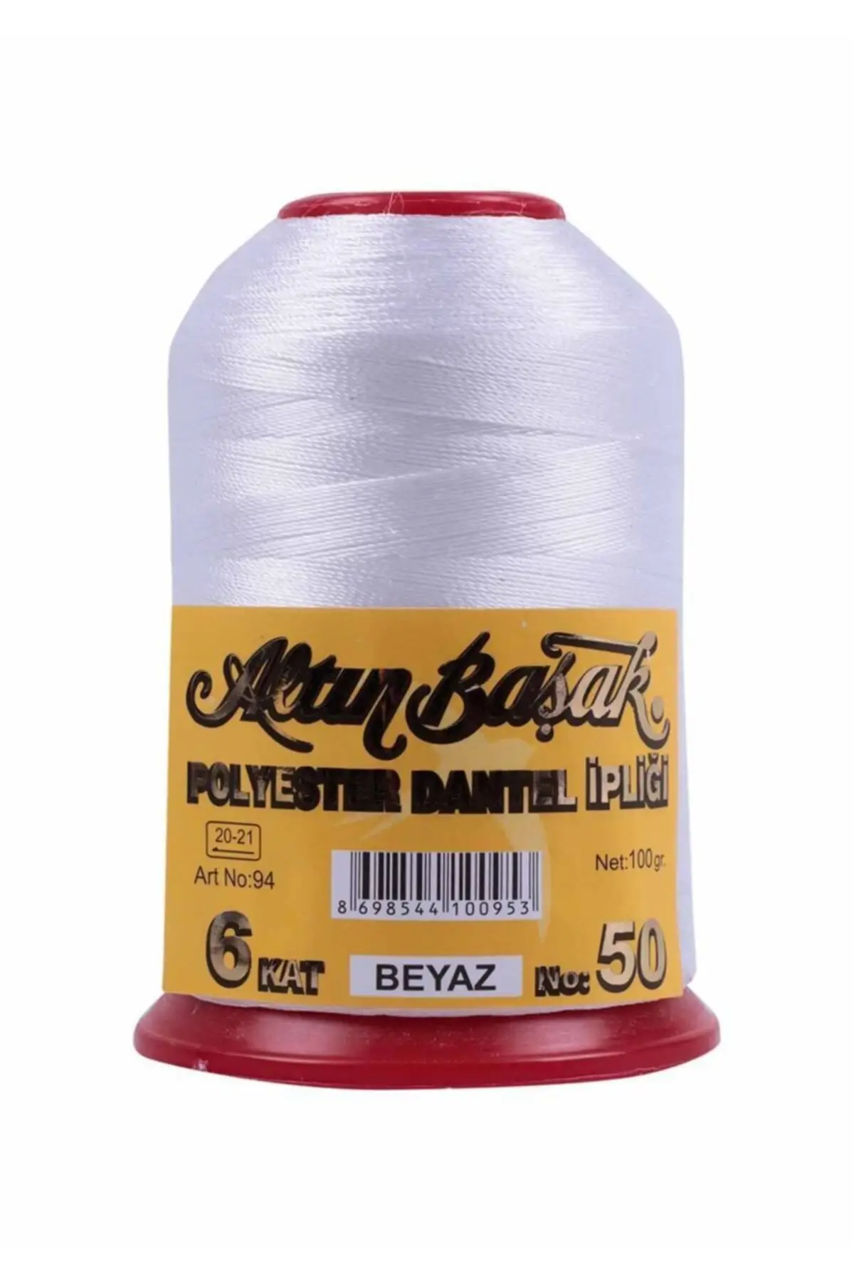 

Кружевная пряжа из полиэстера с золотыми шипами 6kat, 100 г, белая, 50 значений (1 шт.)