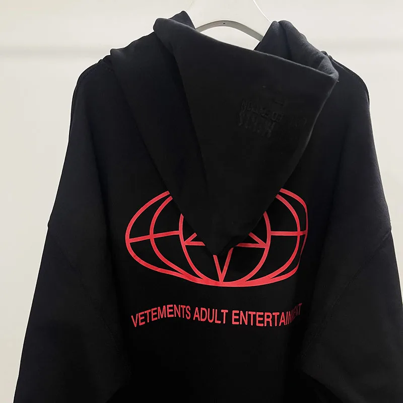 Свободный черный пуловер с капюшоном для мужчин и женщин хлопковый свитшот